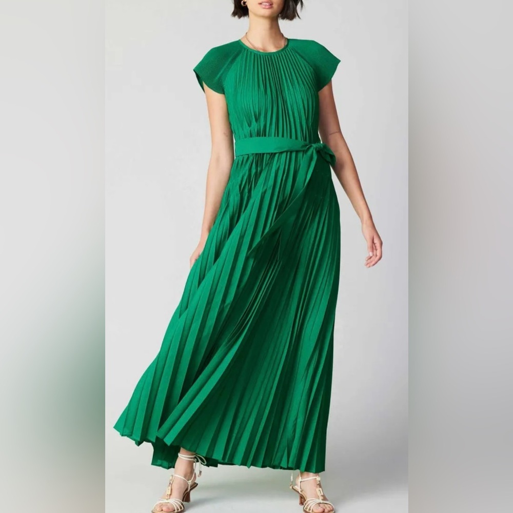 NWT Current Air Mona Pleated Maxi Dress Green Size Medium - Picture 3 of 16